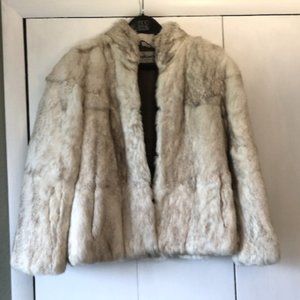 Split End Ltd Vintage Genuine Rabbit Fur Coat Jacket Hong Kong Size M Cream Tan